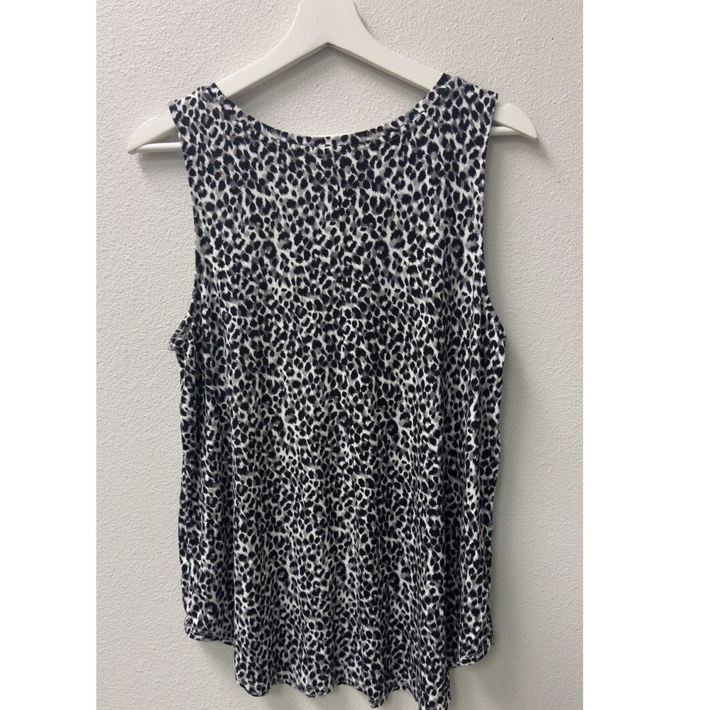 Old Navy Tank Top Womens L Gray Leopard Luxe Sleeveless Scoop Neck
